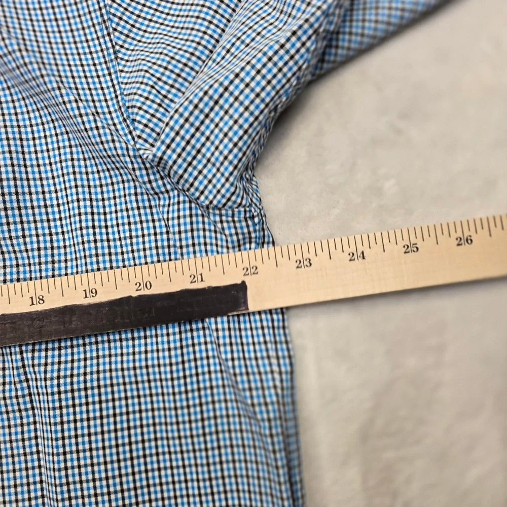 The North Face Short‎ Sleeve Shirt Mens Medium Blue Plaid Button Up